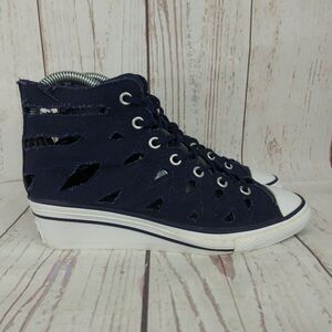 Converse CT All Star Hi-Ness Cut Out Wedge Shoes Blue Sneakers Women's Size 6